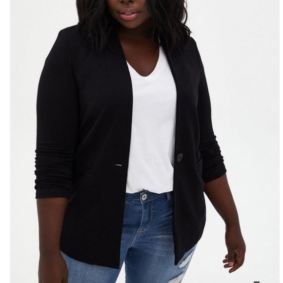 Torrid Black Ponte Collarless Blazer size 1 - Picture 1 of 6